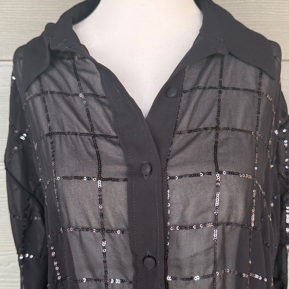 Rinku Dalamal for Anthropologie Sequin Button Down Shirt Dress - Missing Slip! - Picture 4 of 11